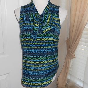 sleeveless blouse with attached bow tie